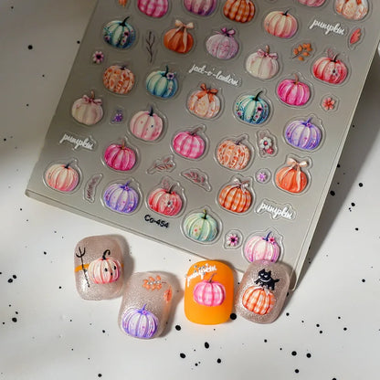 2/1Pcs Pumkin Spider Web Nail Stickers Halloween Ghost Nail Art Decals Adhesive Gel Decals Sliders Tattoo Manicure Decorations