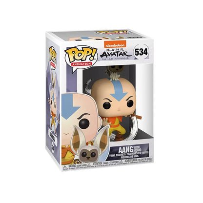 FUNKO Action Toy Figures Avatar Peripherals Q-version Aang with Momo Exquisite Doll Model Collect Decorative Ornaments Gift