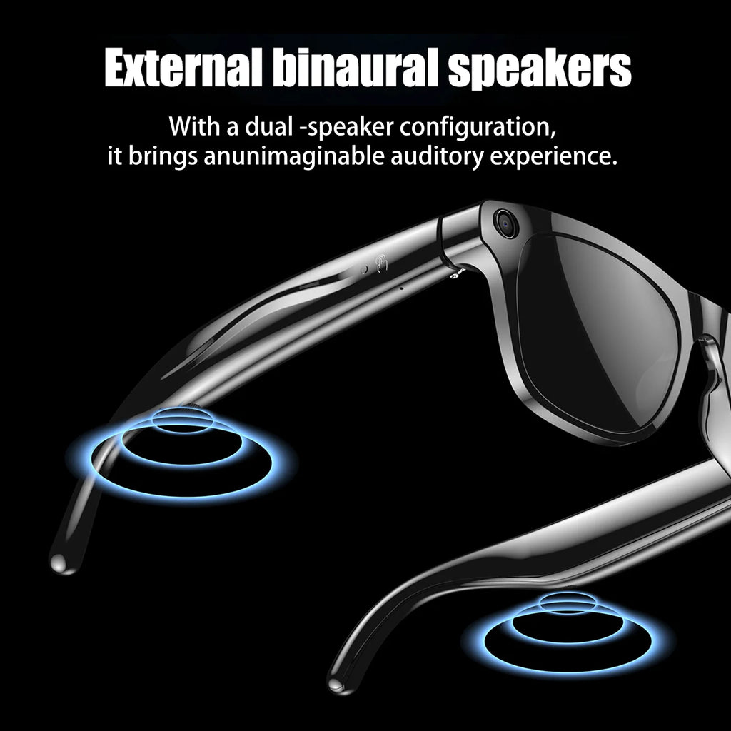Smart Glasses for Men Women Translation Earphones AI Voice Assistant Sunglasses HD Camera Function Photo Video Music Glasses