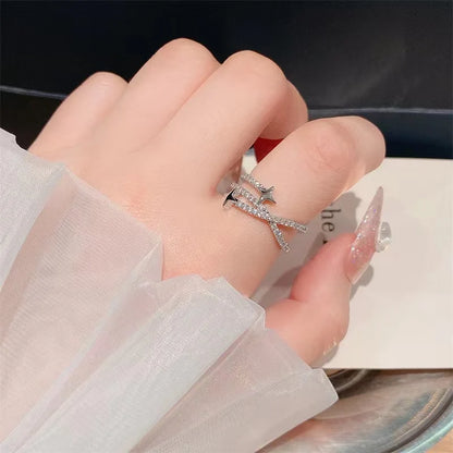 New Trendy Two-color Black Heart Rings For Women Minimalist Aesthetic Drop Of Oil Open Rings Female Metal Punk Party Jewelry