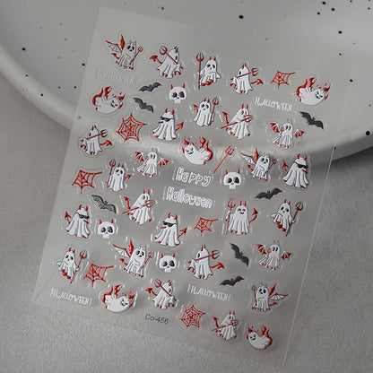 2/1Pcs Pumkin Spider Web Nail Stickers Halloween Ghost Nail Art Decals Adhesive Gel Decals Sliders Tattoo Manicure Decorations