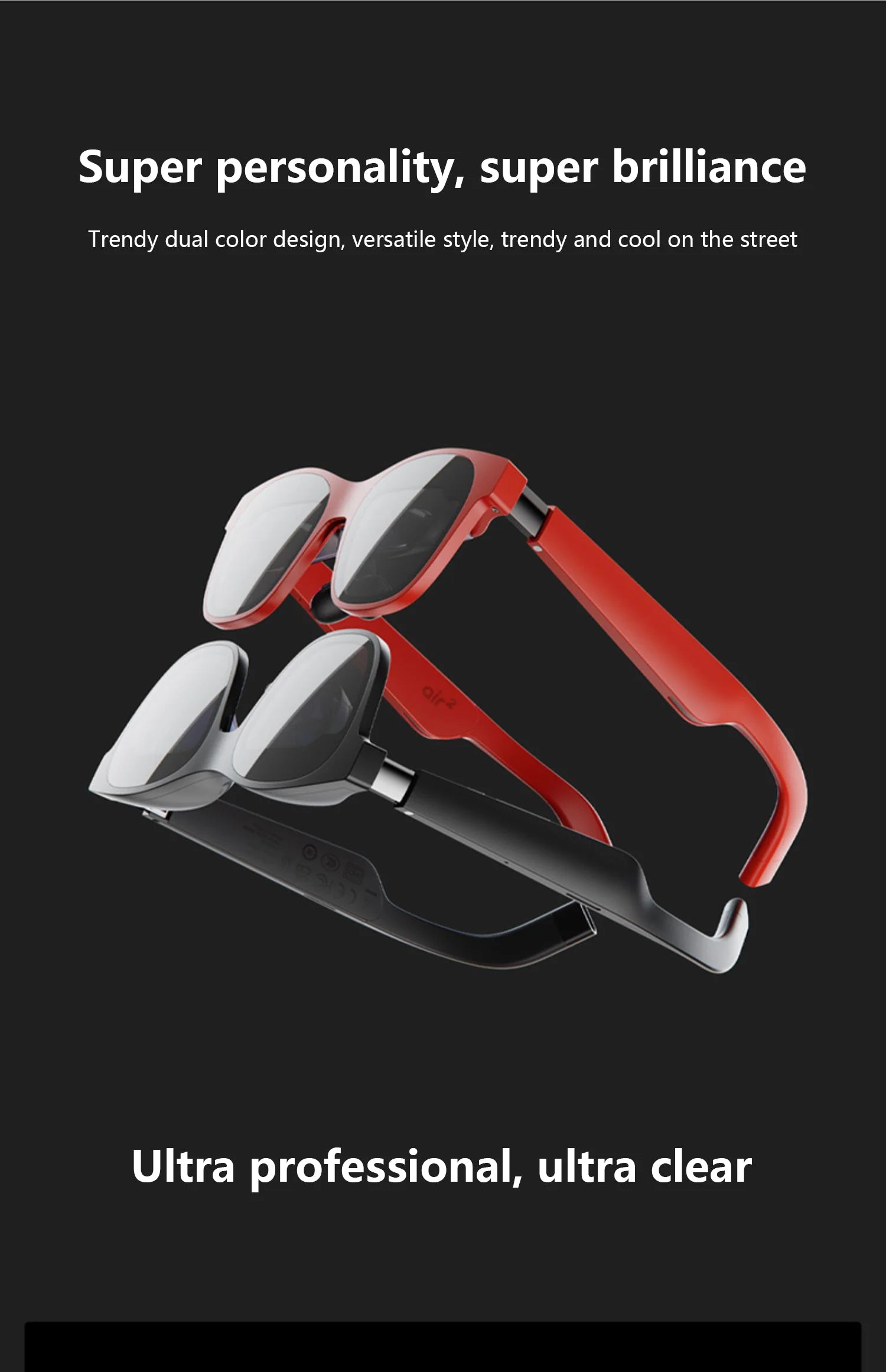 Original XREAL Air 2 Smart AR Glasses with Micro OLED Screen 120Hz 1080P 130 Inch Space Giant Screen Ultra Giant Screen Glass