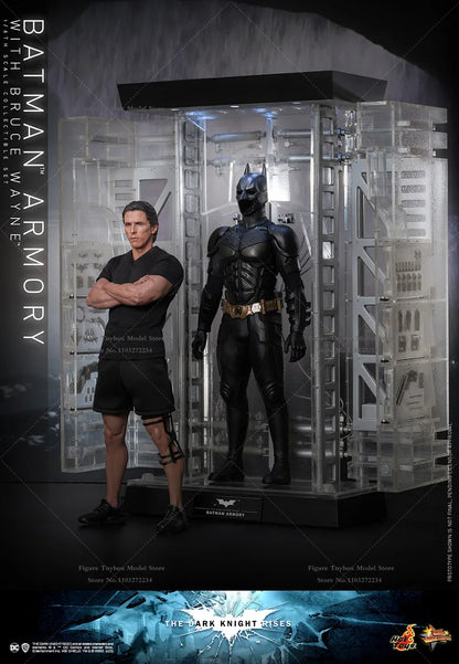 HOTTOYS HT MMS702 1/6 Batman Armory With Bruce Wane Action Figure Transparent Display Platform Decoration 12" Full Set Soldier