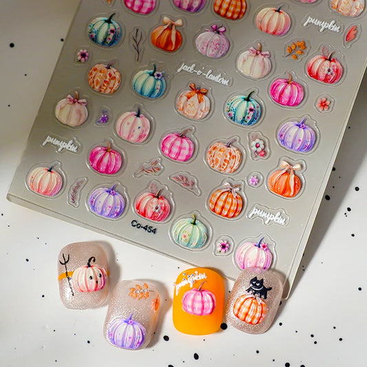 2/1Pcs Pumkin Spider Web Nail Stickers Halloween Ghost Nail Art Decals Adhesive Gel Decals Sliders Tattoo Manicure Decorations
