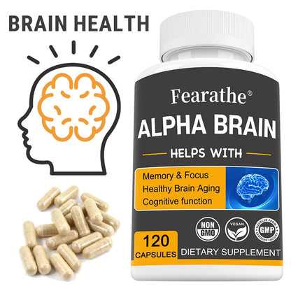 Alpha Brain Nootropics Brain Supplement for Men and Women - Memory, Mental Clarity & Cognition with Vitamin B6, Focus Capsules