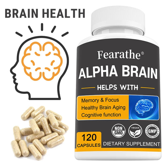Alpha Brain Nootropics Brain Supplement for Men and Women - Memory, Mental Clarity & Cognition with Vitamin B6, Focus Capsules