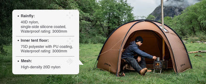 OneTigris Coco Nest Solo Dome Tent with Stove Jack 3000mm Waterproof Camping Hot Tent with Mesh Inner for Bushcraft Glamping