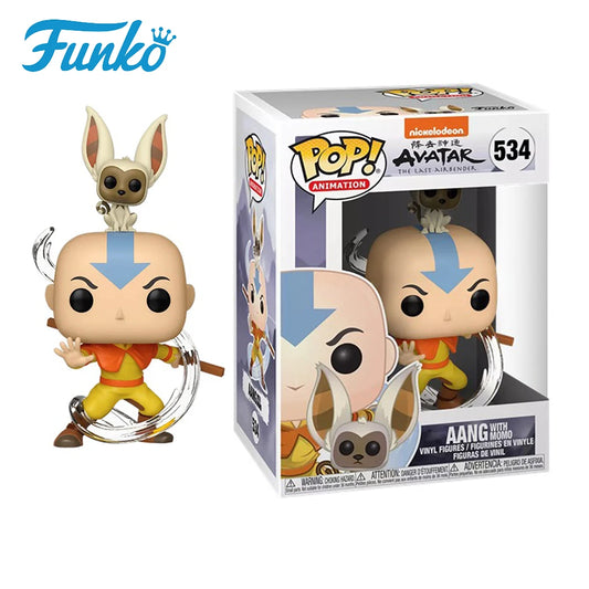 FUNKO Action Toy Figures Avatar Peripherals Q-version Aang with Momo Exquisite Doll Model Collect Decorative Ornaments Gift
