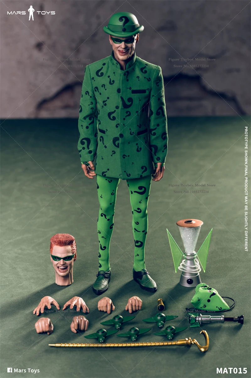 Mars Toys MAT015 1/6 Jim Carrey Green Cloth Man Action Figure Comics Villain Delicate 12" Full Set Soldier Model Fans Gift