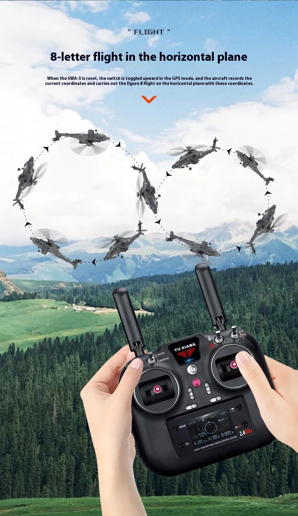 Yuxiang F11s 1:32 Apache Armed Remote-Controlled Helicopter Novice Entry-Level Intelligent Version Multifunctional Aircraft