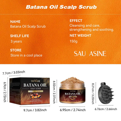 150g Batana Oil Scalp Scrub for Strengthening Hair Deep Cleaning Nourishing Soothing Shampoo for Sensitive Scalp Hair Care
