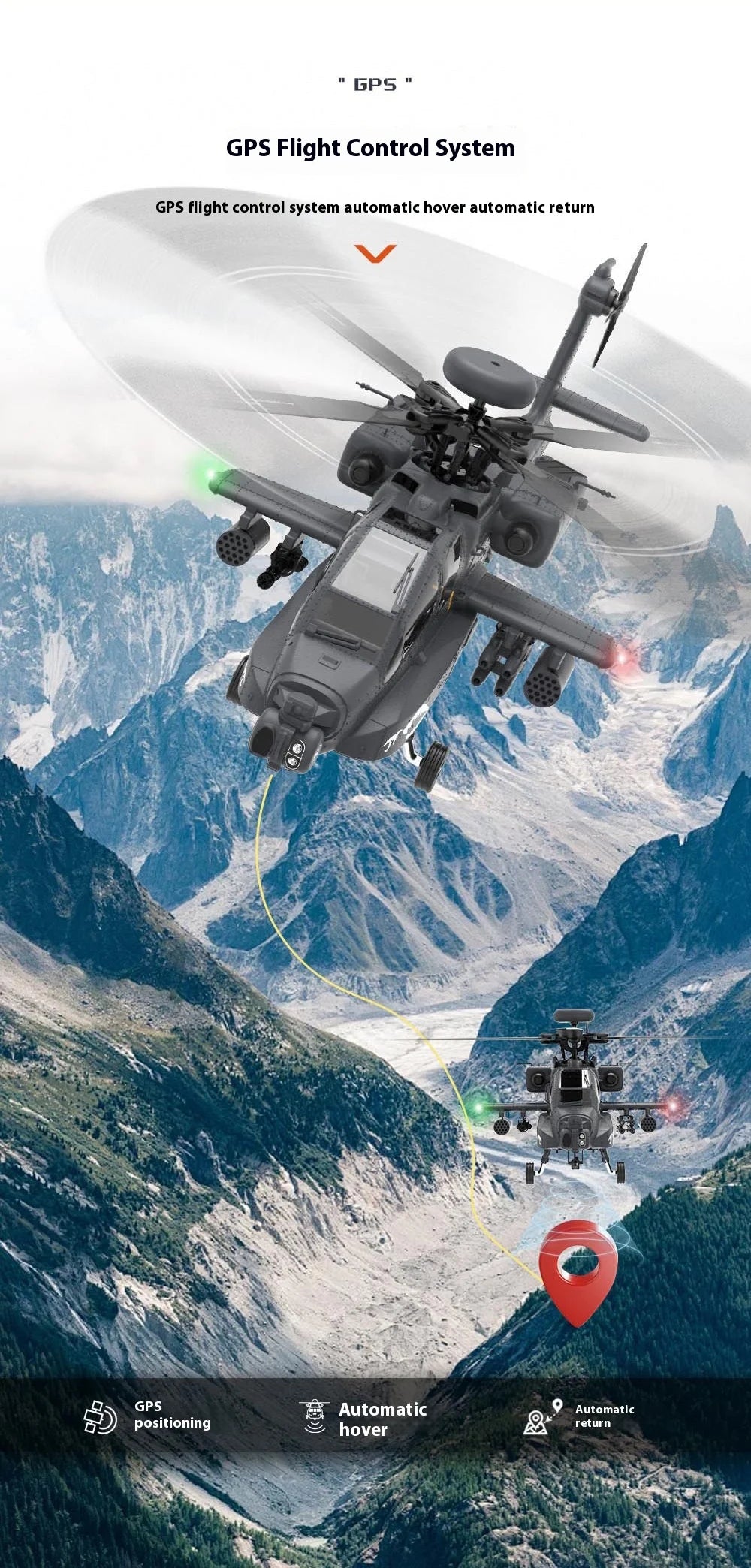 Yuxiang F11s 1:32 Apache Armed Remote-Controlled Helicopter Novice Entry-Level Intelligent Version Multifunctional Aircraft