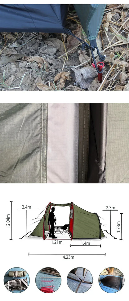 XDS2025 Newest Model, Windproof And Rainproof Portable Covered Turbo Tent Camping Motorcycle Tent