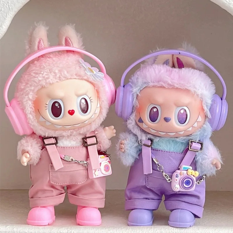 For Labubu clothing set includes headphones  waist belt pants  and accessories