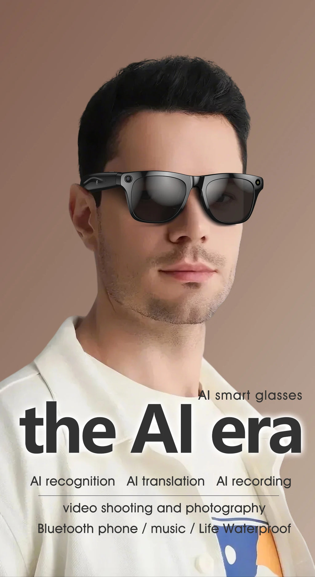 Smart Glasses for Men Women Translation Earphones AI Voice Assistant Sunglasses HD Camera Function Photo Video Music Glasses