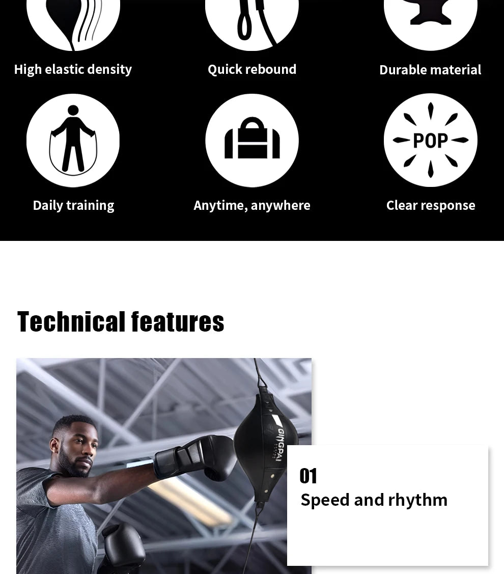 High Quality Fight Boxing Training Punching Bag Fitness Muay Thai Reaction Speed Ball Pear Inflatable Boxing Bag Equipment