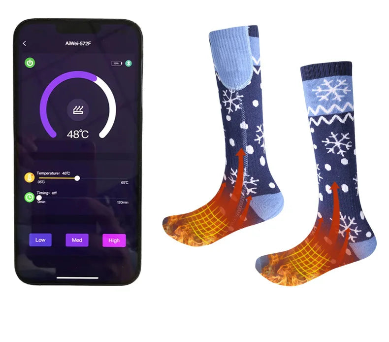 5000mAh APP Control Thermal socks Winter Heated Socks Electric Heating Ski Socks Thermal Heated Foot Warmer Ski Outdoor Sports