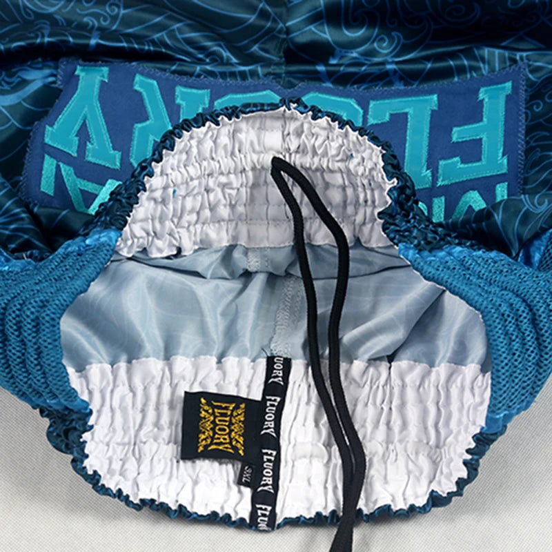 FLUORY Style Muay Thai Shorts Print Free Combat Mixed Martial Arts Boxing Training Match Pants Leisure Style