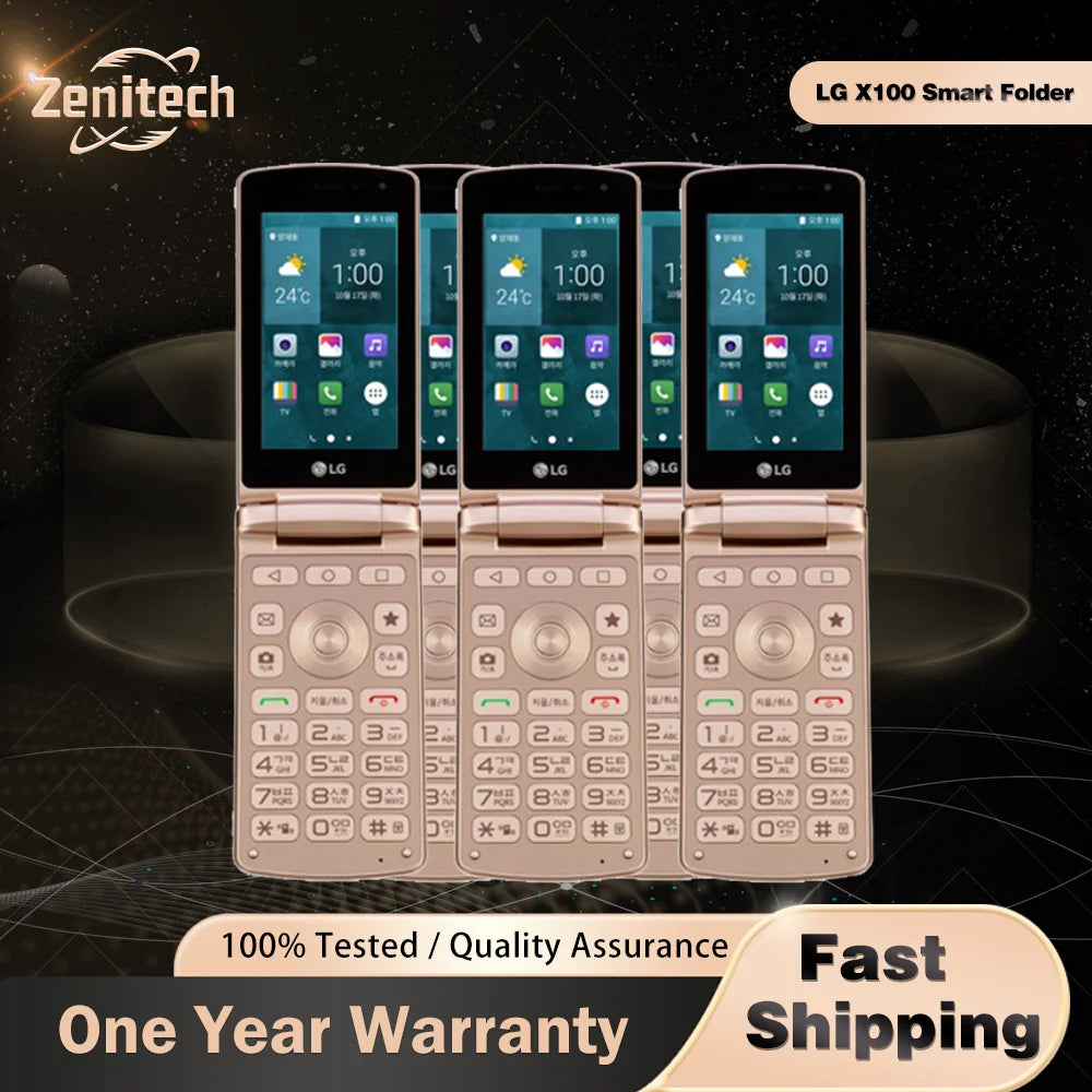 Original LG X100 Smart Folder 4G LTE Mobile Phone 3.3'' 2GB RAM 16GB ROM 4.9MP WiFi Snapdragon 212 Quad-Core Android x100
