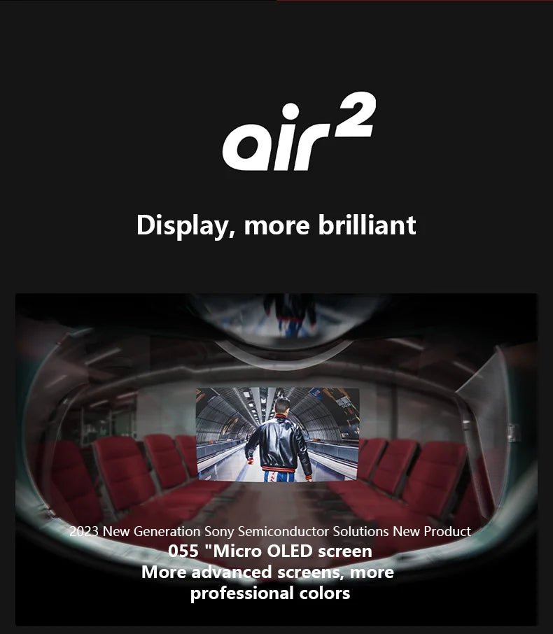 Original XREAL Air 2 Smart AR Glasses with Micro OLED Screen 120Hz 1080P 130 Inch Space Giant Screen Ultra Giant Screen Glass