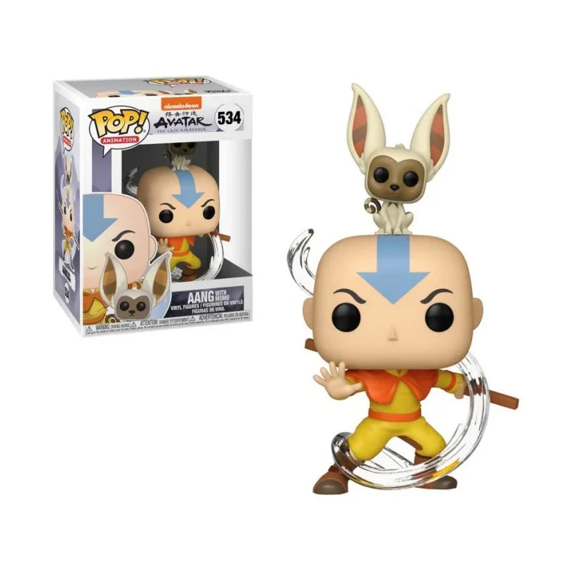 FUNKO Action Toy Figures Avatar Peripherals Q-version Aang with Momo Exquisite Doll Model Collect Decorative Ornaments Gift