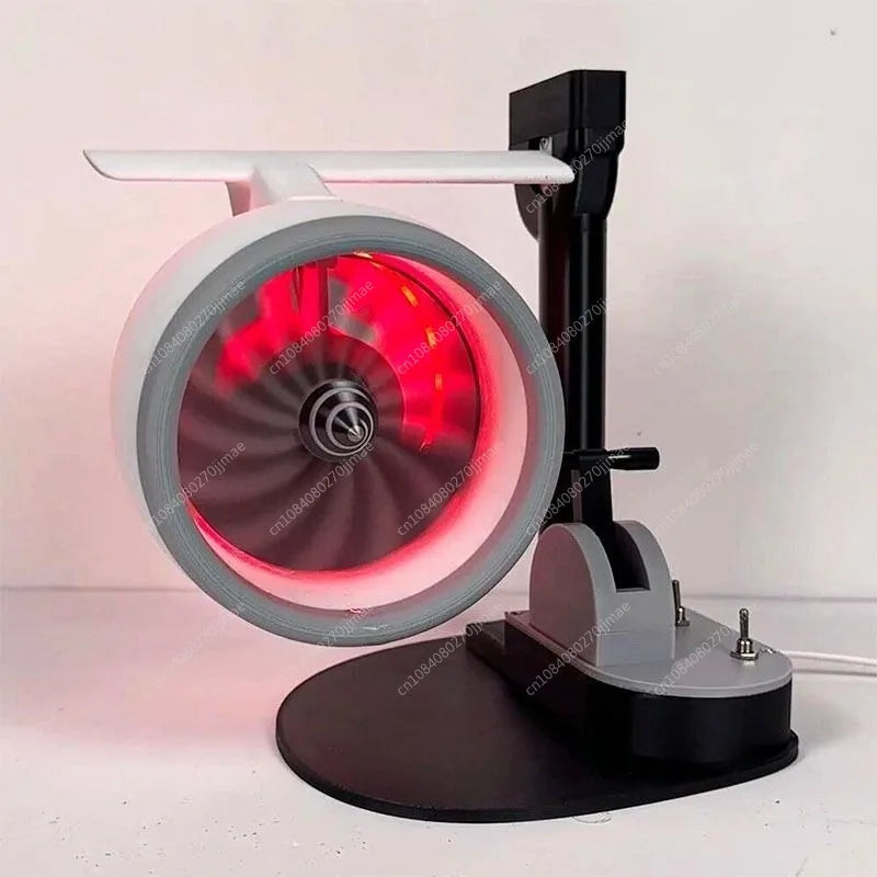USB Humidifier Fan with LED Lights, Airplane Engine Design, High-Power Desktop Cooler & Decorative Gadget