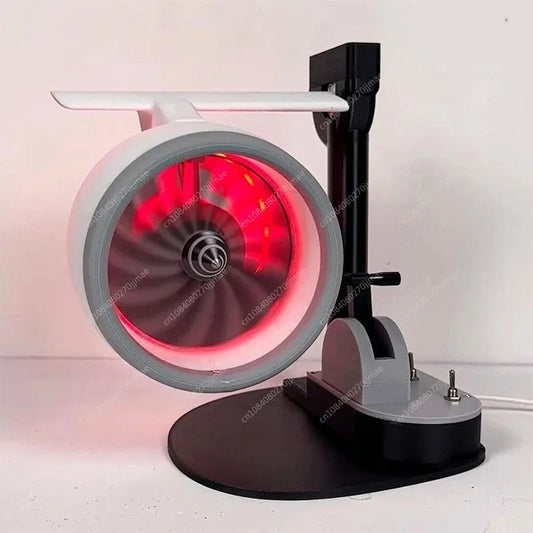 USB Humidifier Fan with LED Lights, Airplane Engine Design, High-Power Desktop Cooler & Decorative Gadget