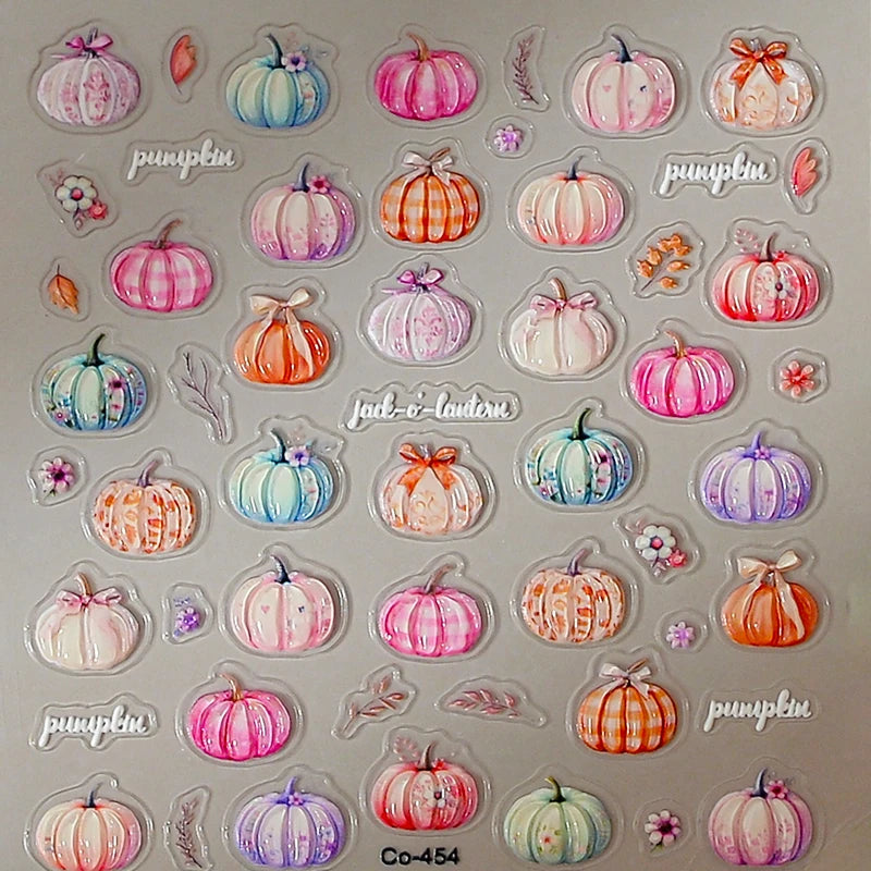 2/1Pcs Pumkin Spider Web Nail Stickers Halloween Ghost Nail Art Decals Adhesive Gel Decals Sliders Tattoo Manicure Decorations