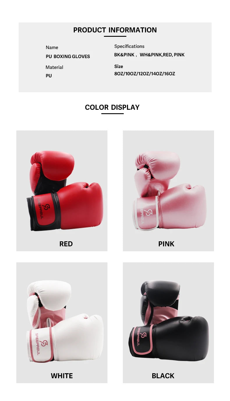 8/10/12/14/16oz Kids Women/Men Boxing Gloves Sanda Sparring Muay Thai MMA Karate Punch Training Mitts Kickboxing Boxe De Luva