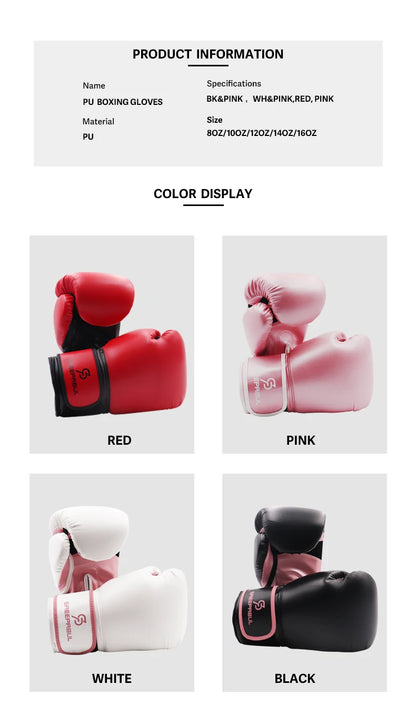 8/10/12/14/16oz Kids Women/Men Boxing Gloves Sanda Sparring Muay Thai MMA Karate Punch Training Mitts Kickboxing Boxe De Luva