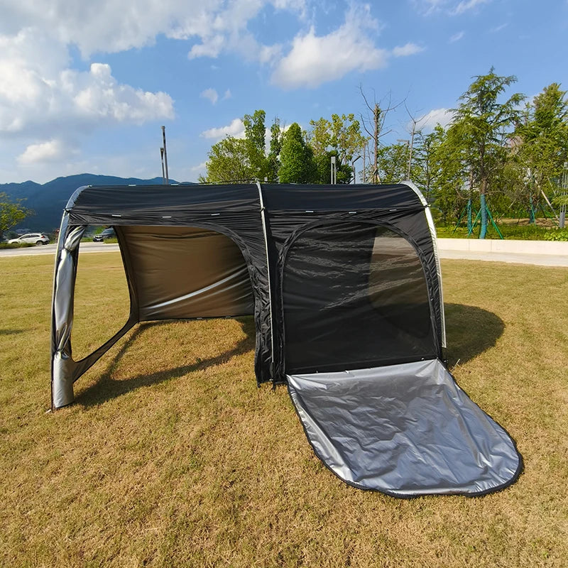 Waterproof Motorcycle Tent for Camping, Instant Tents with Integrated Motorcycle Port, Outdoor Hiking, 2-3 Person