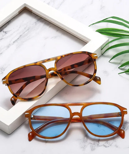 SO&EI Retro Double Bridges Pilot Men Rivets Sunglasses Fashion Brand Designer Women Luxury Sun Glasses Blue Orange Shades UV400