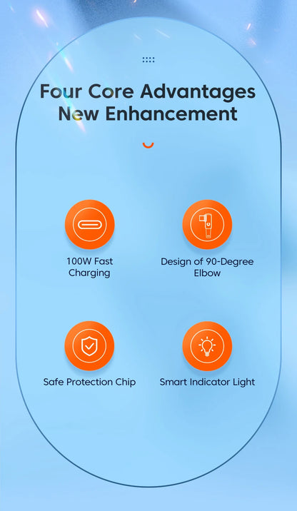 Toocki 6A USB C Cable 90 Degree For OPPO 100W Fast Charging Cord For Honor Huawei Oneplus Realme Charger Data Wire