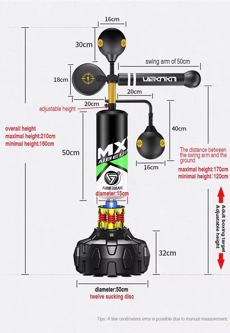 360° Boxing Speed Trainer Punching Bag Spinning Bar Training Boxing Ball With Reflex Bar Adjustable Two Ballsversatile Workouts