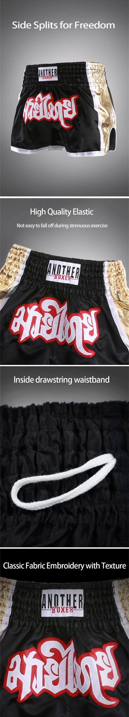 Boxing Shorts for Men Women Children, High Grade Muay Thai Man, Black BJJ Shorts, ONE Championship Quick-Dry Training MMA Pants