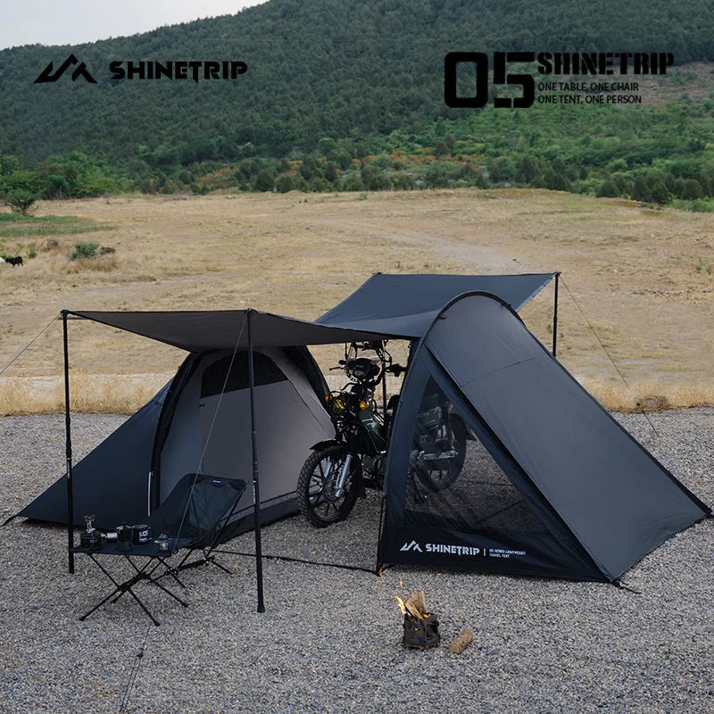 ShineTrip A491 Lightweight Double Camp Tunnel Tent Portable Large Space Multifunctional Sunscreen Oxford Motorcycle Travel Tent