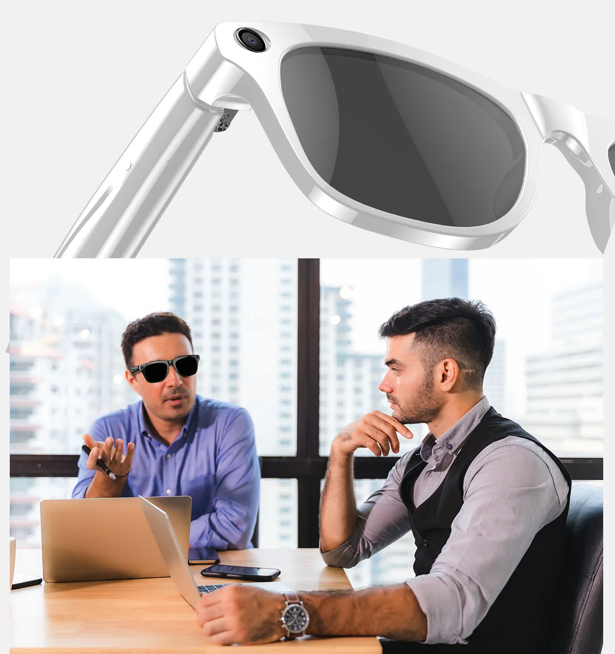 Smart Glasses for Men Women Translation Earphones AI Voice Assistant Sunglasses HD Camera Function Photo Video Music Glasses