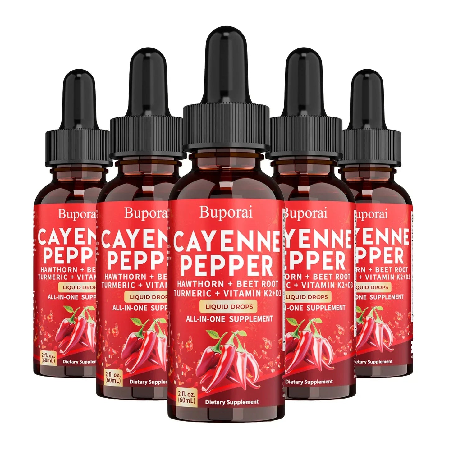 60ml Cayenne Pepper Drops - Heart Health, Immunity, Improves Digestion - Gluten-free, Non-GMO
