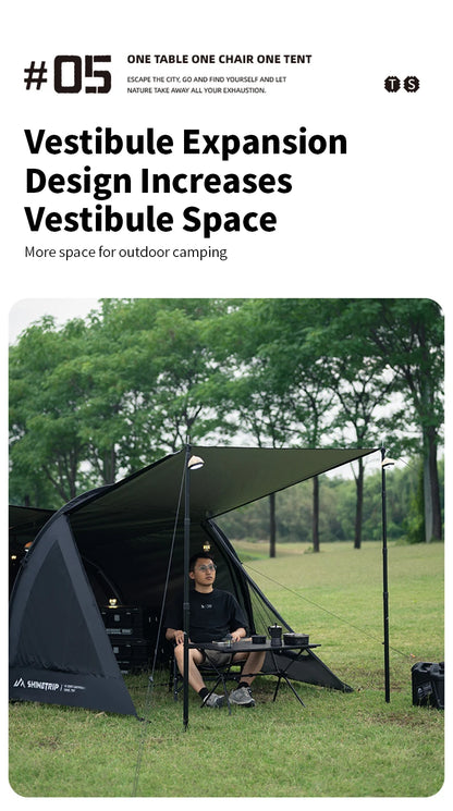 ShineTrip A491 Lightweight Double Camp Tunnel Tent Portable Large Space Multifunctional Sunscreen Oxford Motorcycle Travel Tent