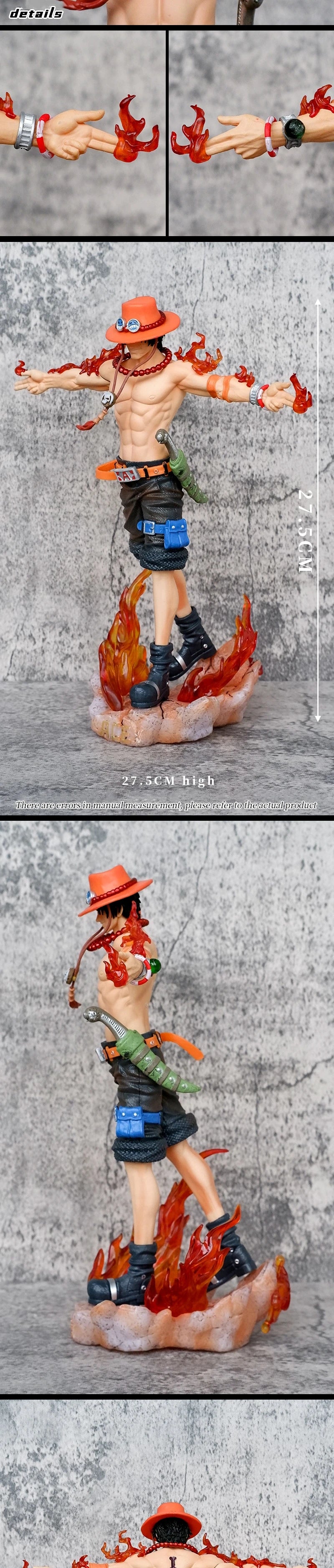 28Cm One Piece Anime Figure Portgas D Ace  Action Figurine Collect PVC Figurines Desktop Decoration Model Children'S Toy Gift Gk