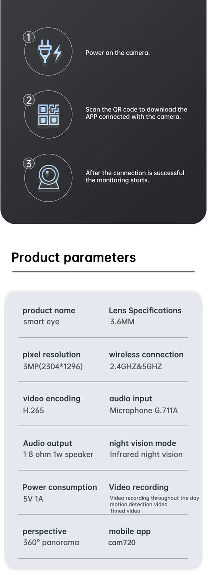 Lenovo 3MP HD WiFi Camera Smart Home Indoor IP Surveillance Camera Auto Tracking Security CCTV Surveillance Smart Baby Monitor