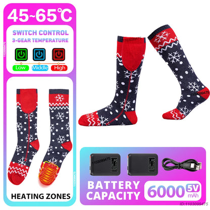 New Heated Socks Rechargeable 6000mah Electric Heated Skiing Socks Snowboarding Outdoor Sports Foot Warmer Winter Thermal Socks