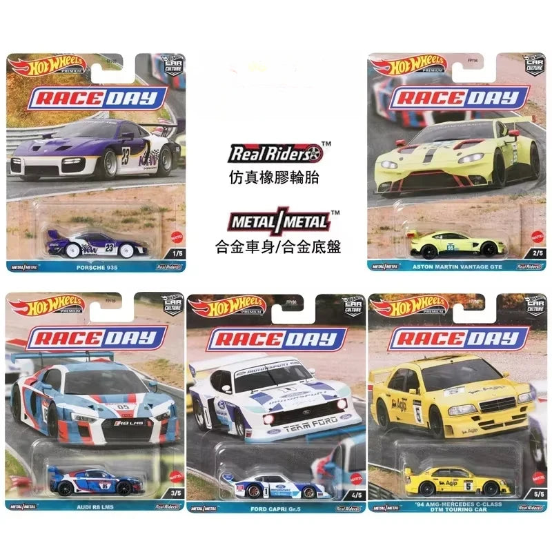 Original Hot Wheels Car Culture Race Day Kid Toy for Boy Premium Vehicle 1/64 Diecast Audi R8 Ford Capri Porsche 935 Collection