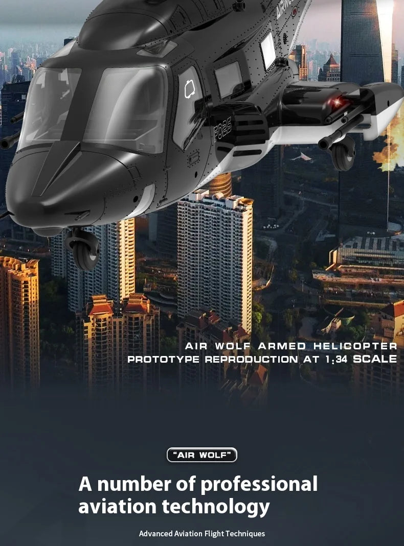 Yuxiang F02s Flying Wolf Armed Helicopter Rc Remote Control Aircraft Gps Positioning Automatic Return 1:34 Aircraft Model