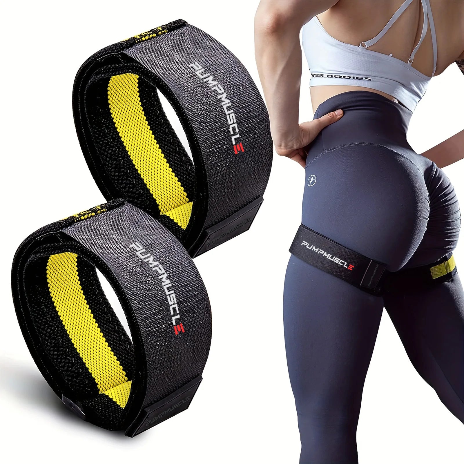 2pcs Adjustable Leg Blood Flow Restriction Bands – Enhance Muscle Growth & Strength, Ideal for Leg Workouts, Glute Exercises