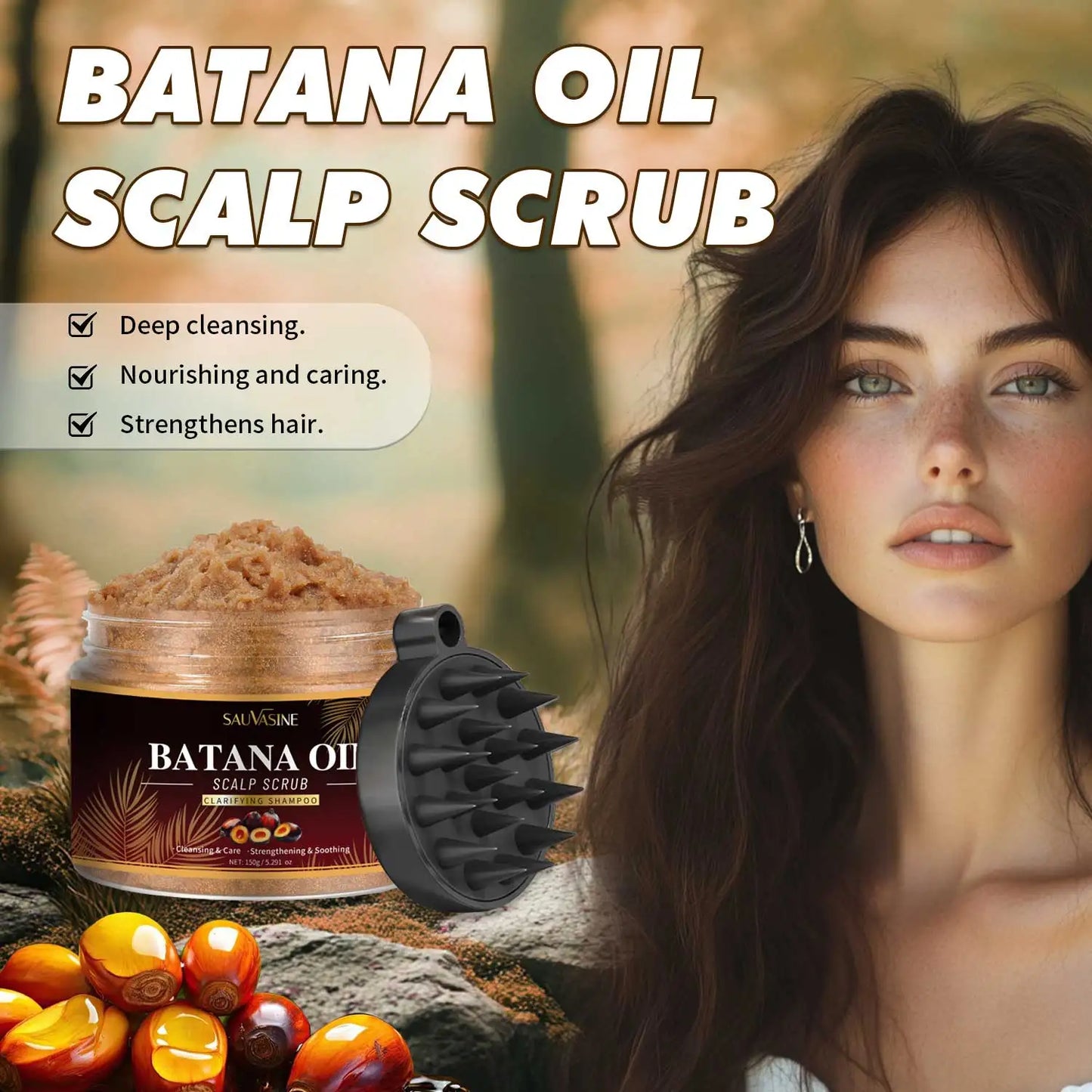 150g Batana Oil Scalp Scrub for Strengthening Hair Deep Cleaning Nourishing Soothing Shampoo for Sensitive Scalp Hair Care