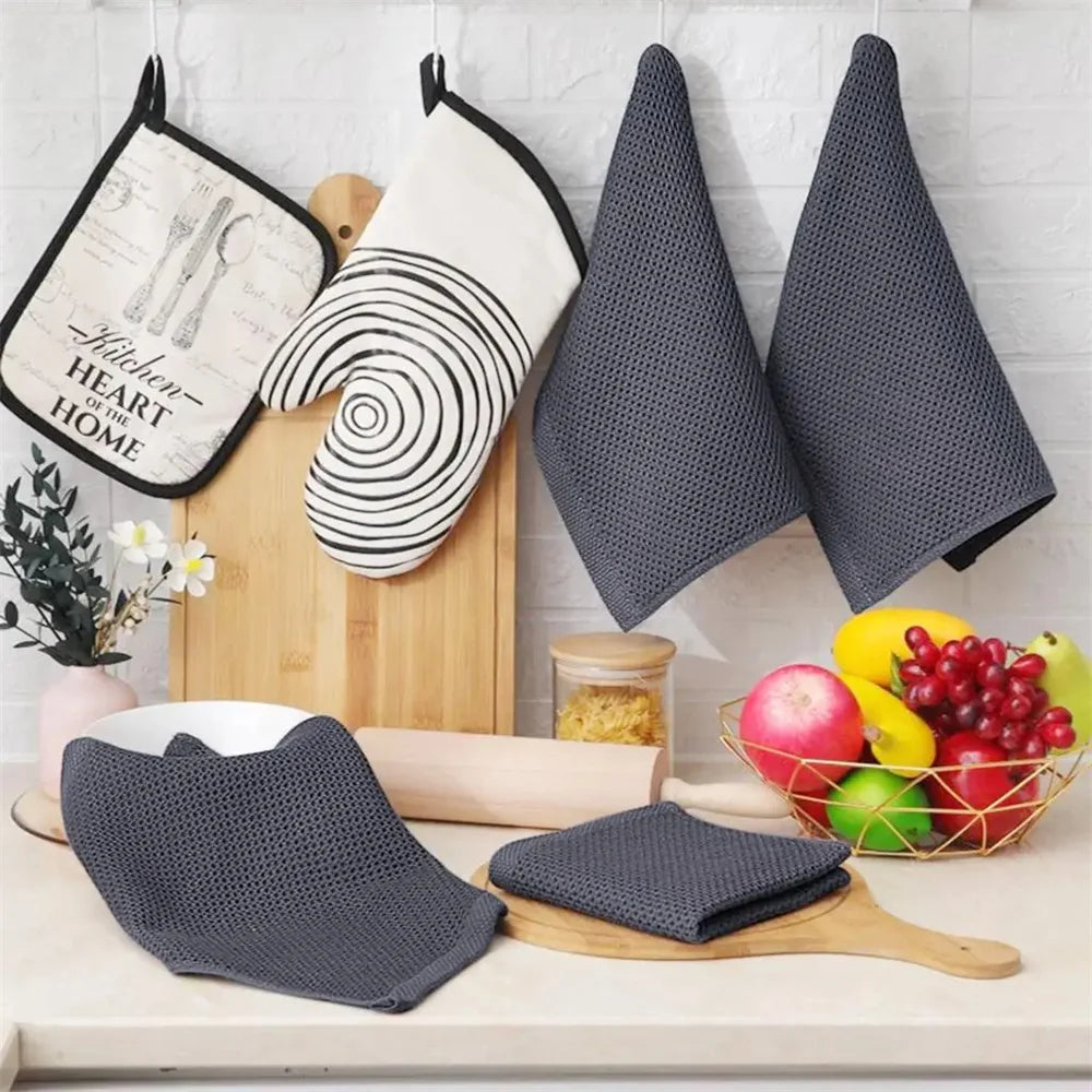 Olanly Cotton Towel Soft Absorbent Dishcloth Kitchen Dish Towels Honeycomb Breathable Face Wash Towel Household Clean Wash Cloth