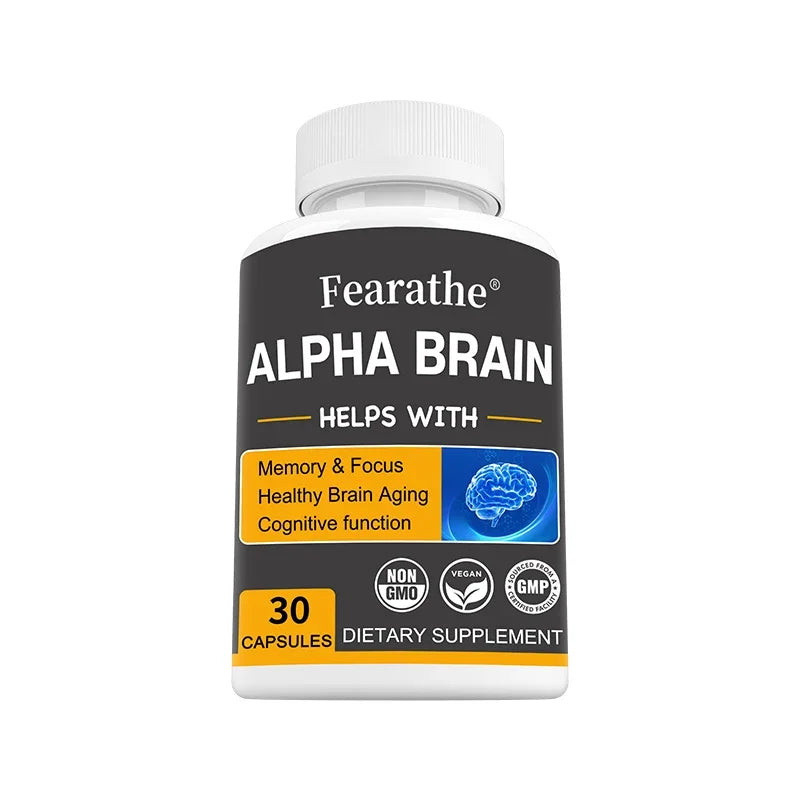 Alpha Brain Nootropics Brain Supplement for Men and Women - Memory, Mental Clarity & Cognition with Vitamin B6, Focus Capsules