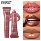 Nude Brown Plumping Lip Gloss Moisturising Colored Lip Serum Transparent Fullness Lips Tint Soft Tube Make Up Beauty Lips Care