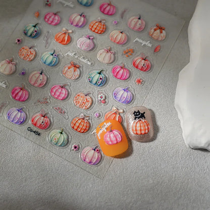 2/1Pcs Pumkin Spider Web Nail Stickers Halloween Ghost Nail Art Decals Adhesive Gel Decals Sliders Tattoo Manicure Decorations